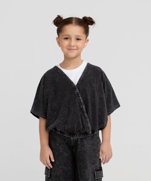 Girls' Denim Overlapped Shirt